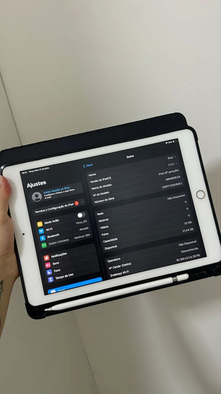 Ipad 6ª geração rose (acompanha apple pencil e teclado) - Tablets