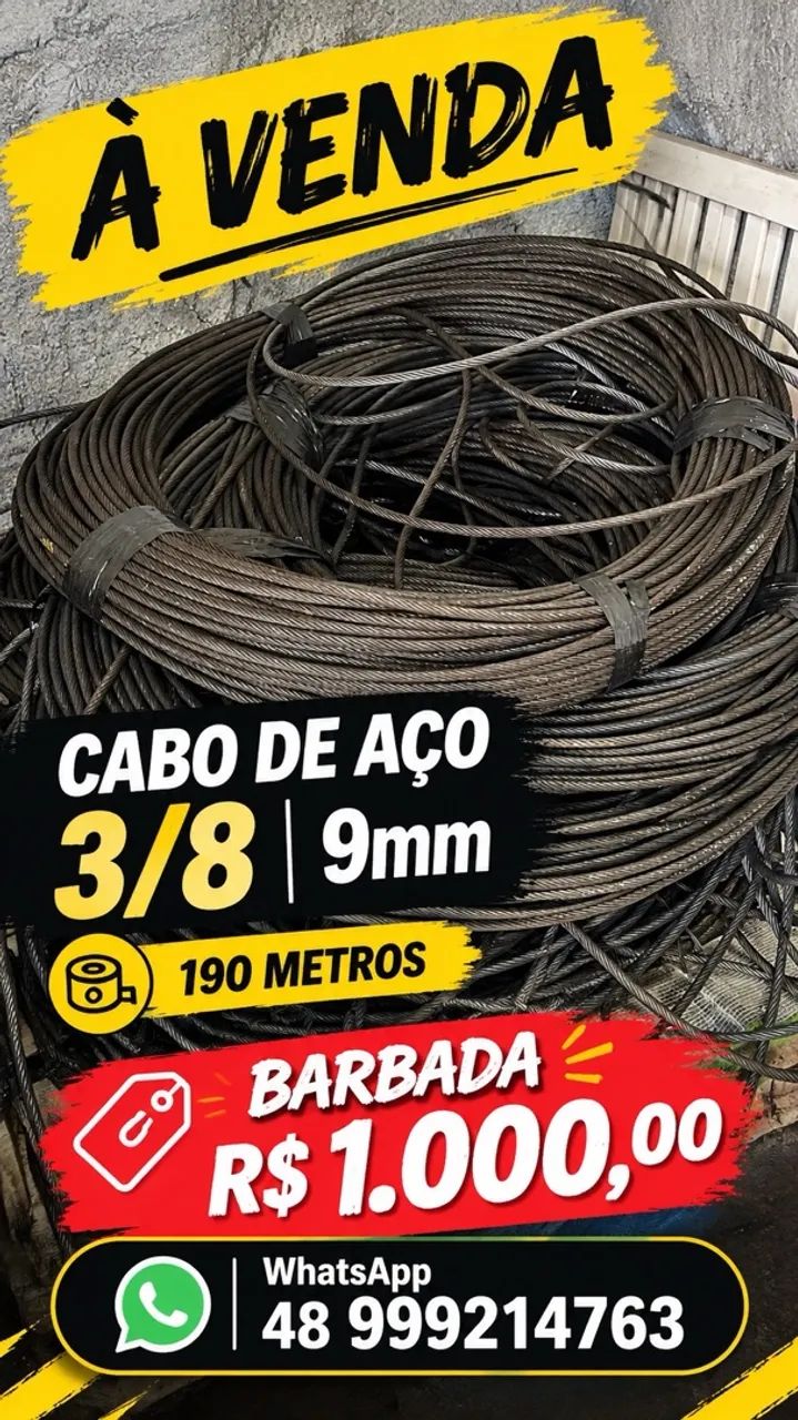 Cabo de aço 3/8 9mm