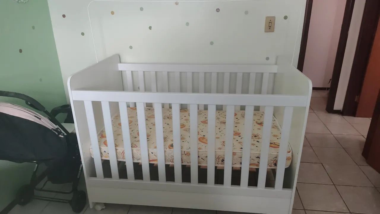 Conjunto de Berço com Cômoda Infantil - Foto 3