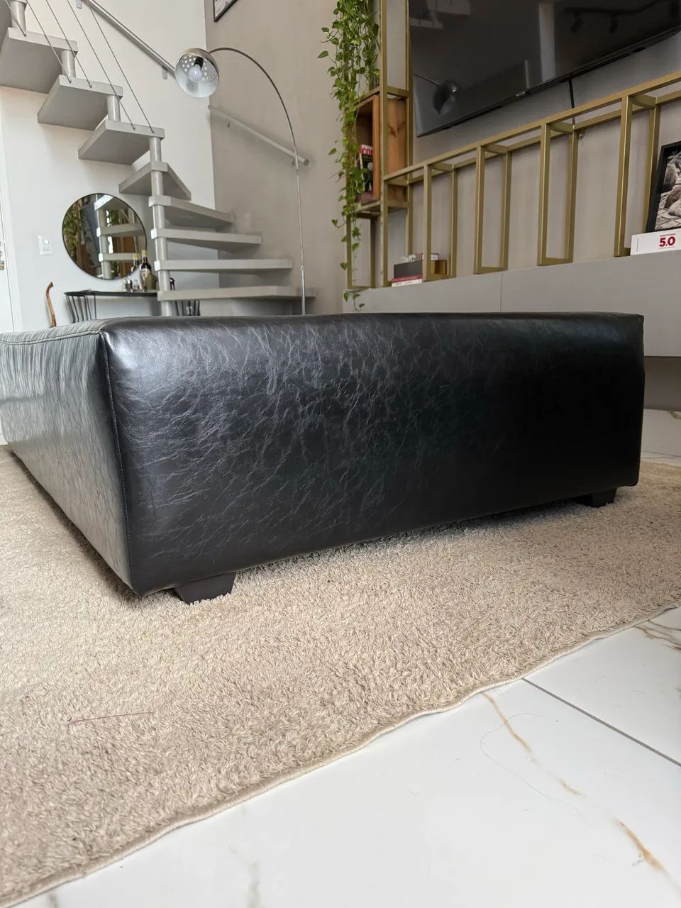 Puff gigante 1,90x1,20 couro preto - Foto 3