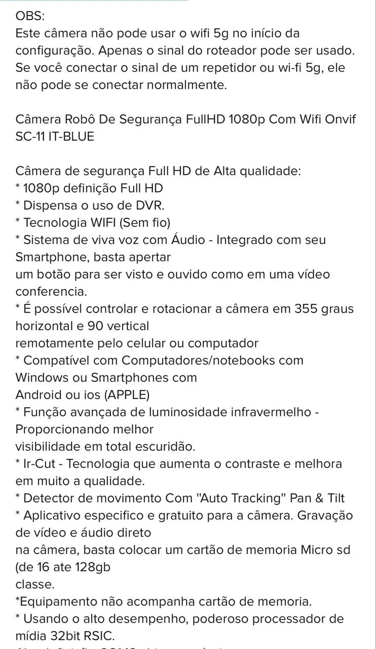 Câmera de segurança Robô Wi-Fi  - Foto 4