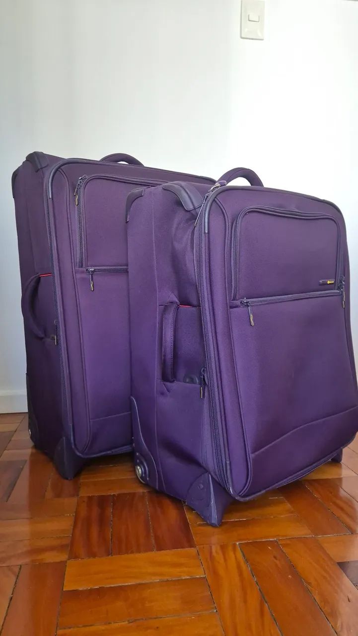 Conjunto de malas Delsey roxas M e G lightweight com rodinhas  - Foto 4