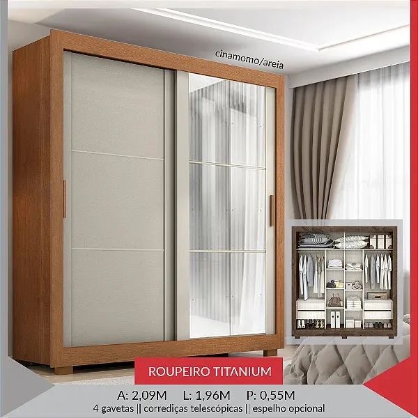 GUARDA ROUPA TITANIUM / DIMENSÕES 2,09x1,96