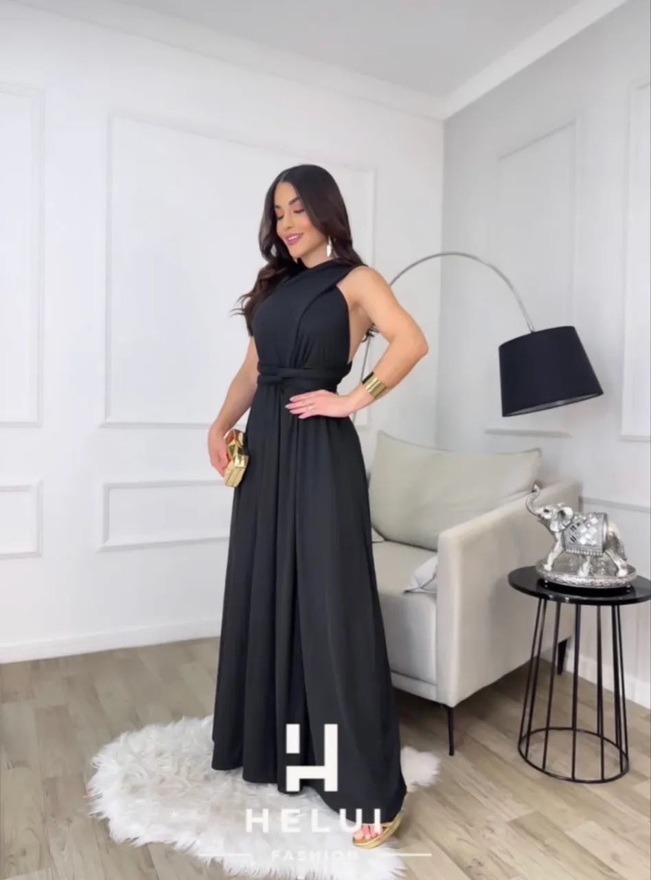 Vestido longo Multiformas em malha scott