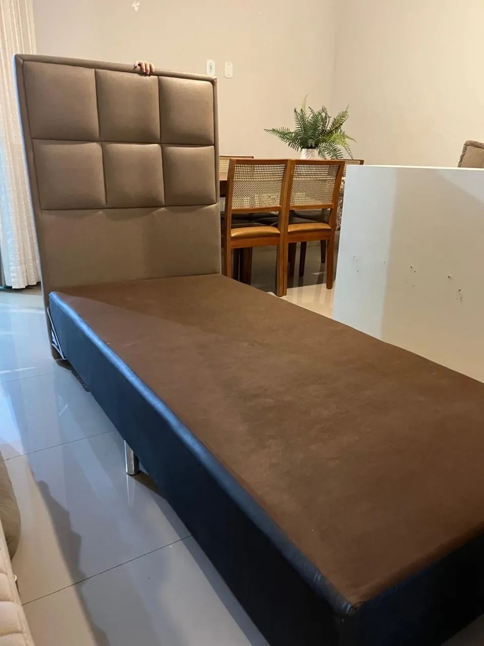 Cama box solteiro com cabeceira 