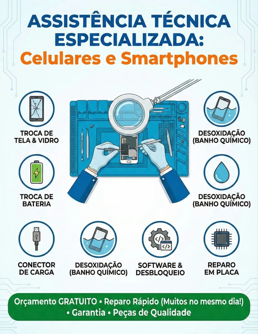 Assistência técnica em celular iPhone e Android