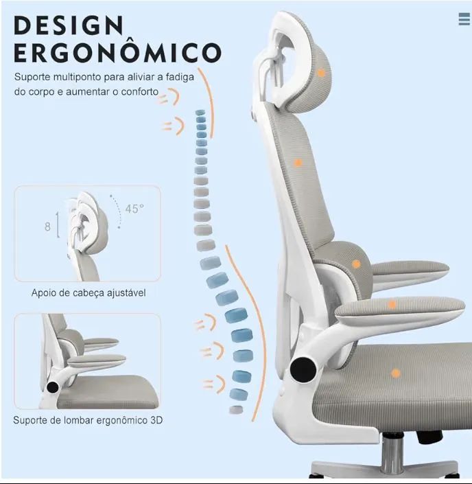 Cadeira de escritório ergonômica, conforme NR17, NOVA  - Foto 3