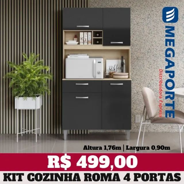 Armário de Cozinha Roma 4 Portas 1 Gaveta (Novo) Entrega Grátis!  - Foto 3