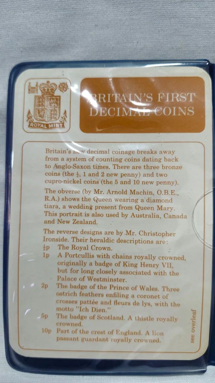 5x moedas Royal Mint Britain First Decimal Coins Original Pack - Foto 4