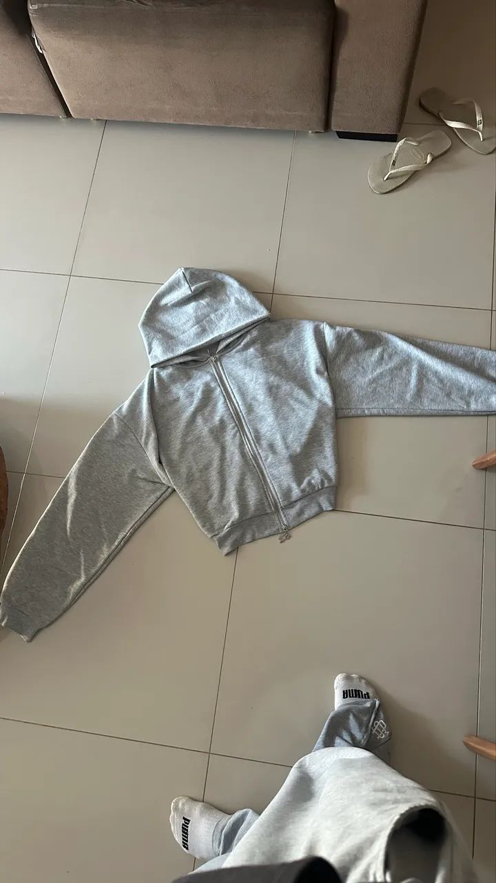 BLUSA DE FRIO DOUBLE ZIPZ CINZA  - Foto 3