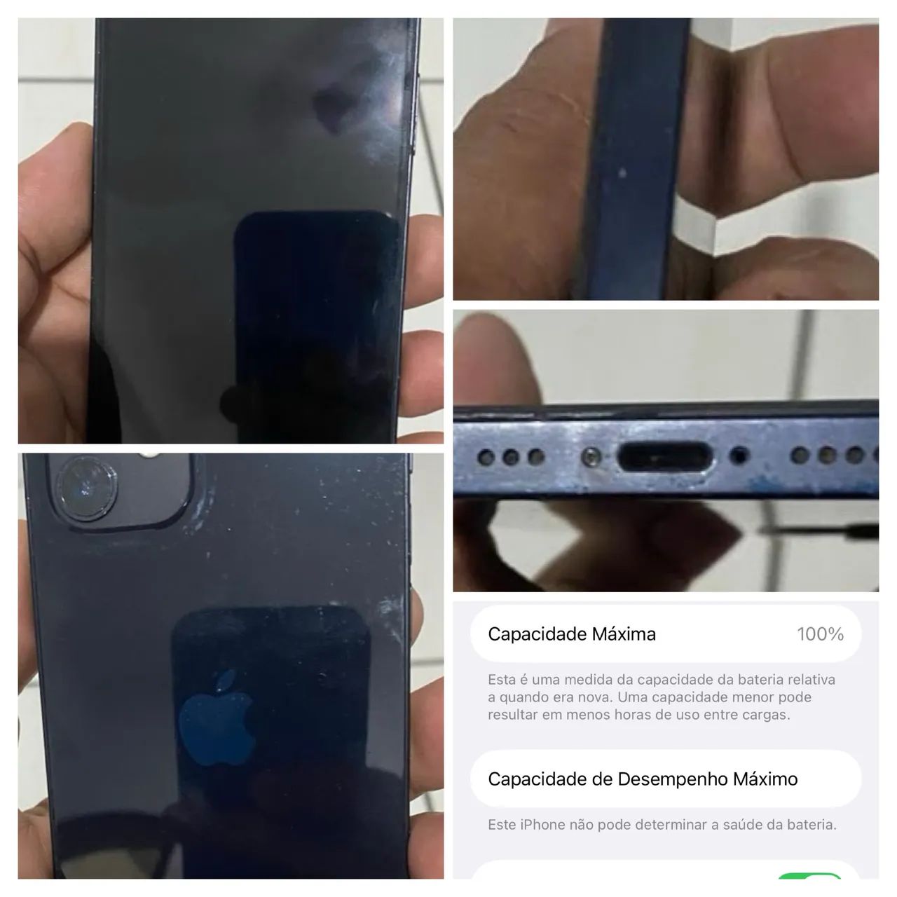 iPhone 12  tela e bateria trocadas e FACE ID com problema 