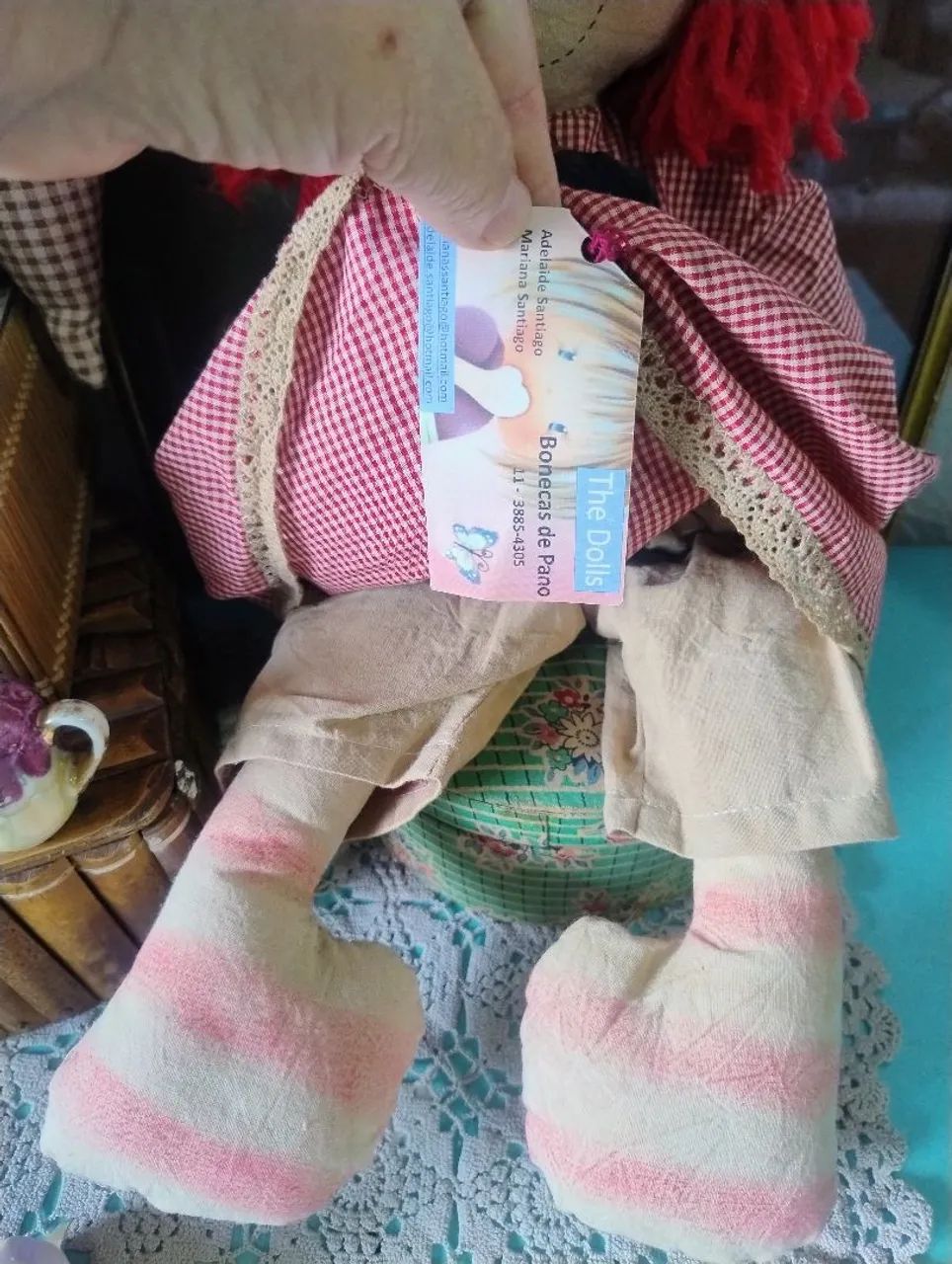 Boneca de pano antiga artesanal  - Foto 4