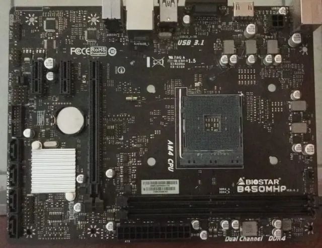 Placa Biostar B450MHP com defeito