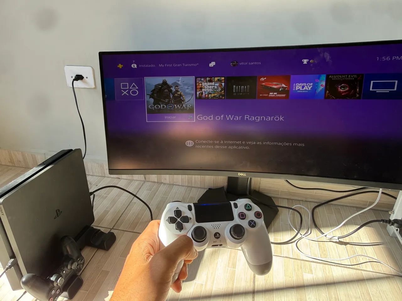 Playstation 4 Slim, 1TB - Completo e jogo. - Foto 3