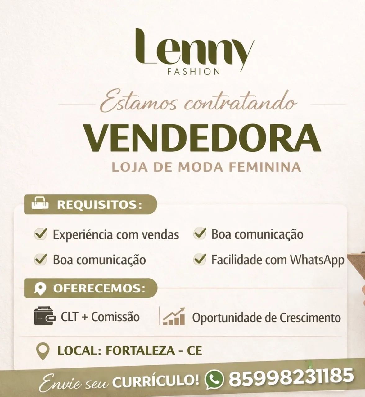 VAGA VENDEDORA PARA ATACADO 