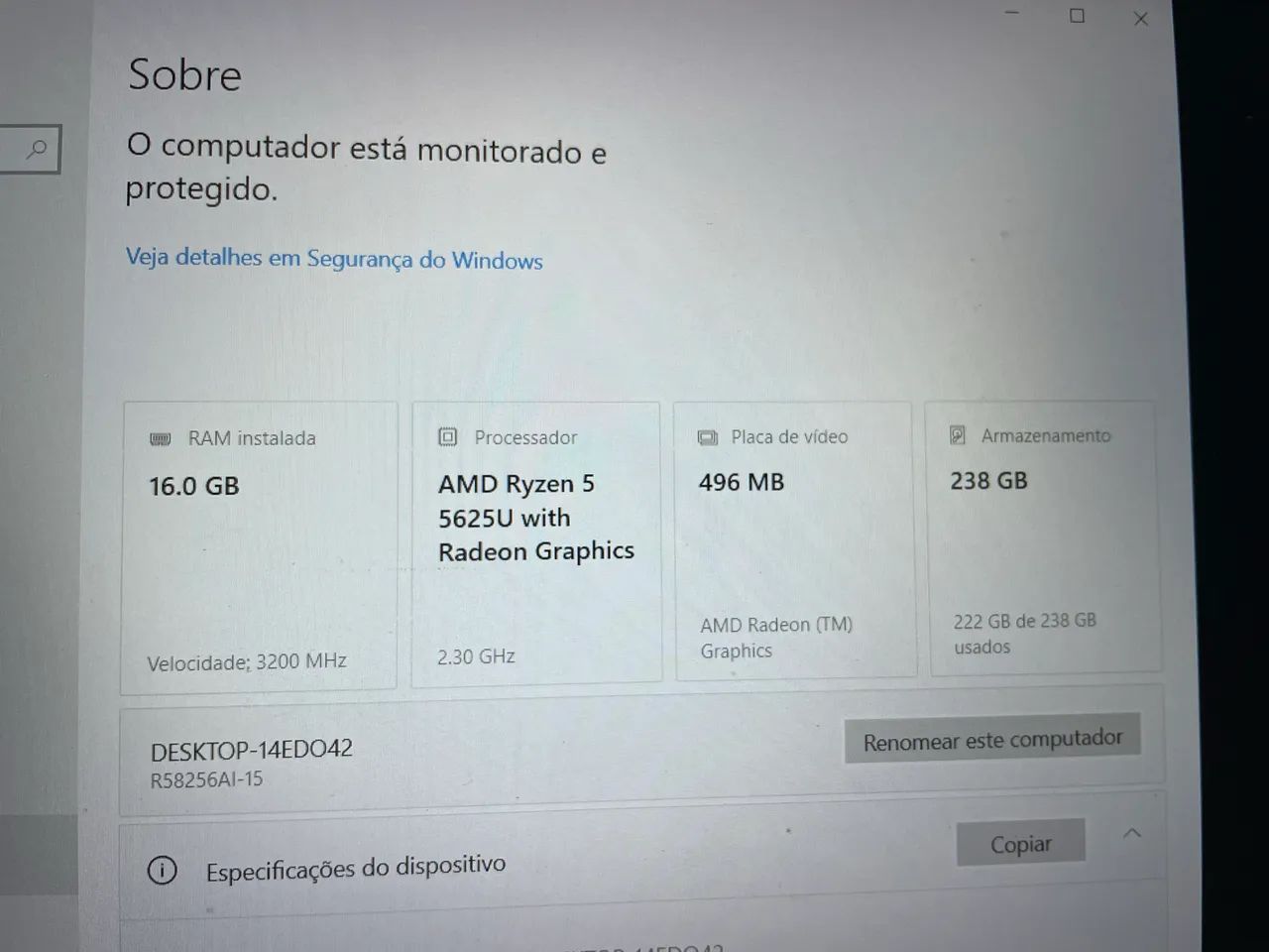 Notebook Ryzen 5 com placa 16gb ram - Foto 2
