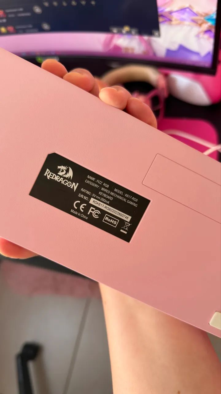 Kit Teclado e Mouse Redragon rosa e branco - Foto 2