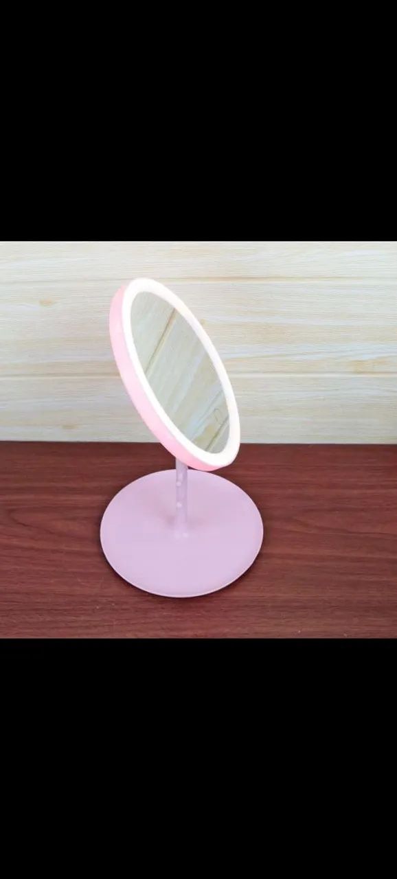 Espelho de Mesa LED Touch - Rosa Recarregável USB - Foto 3