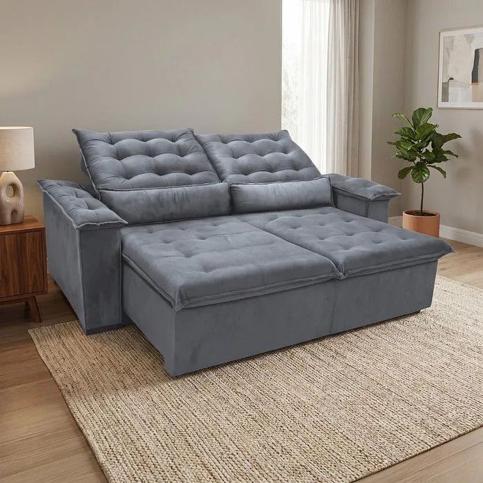 Sofá Retrátil Reclinável Dcore Veneza 210cm 2 Módulos - Foto 3