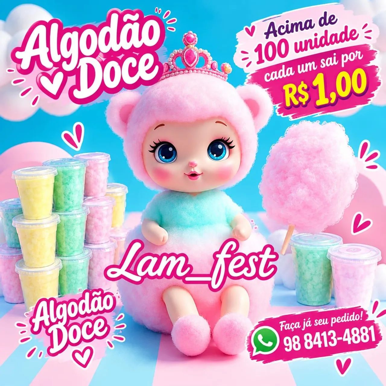 Copos de algodão doce  - Foto 2