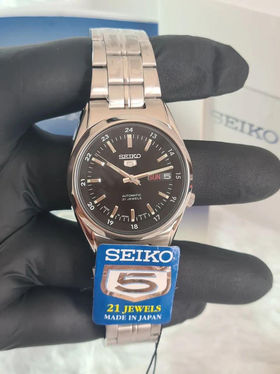 RELÓGIO SEIKO AUTOMÁTICO - FABRICADO NO JAPÃO - CAIXA E DOCUMENTOS  - Foto 2
