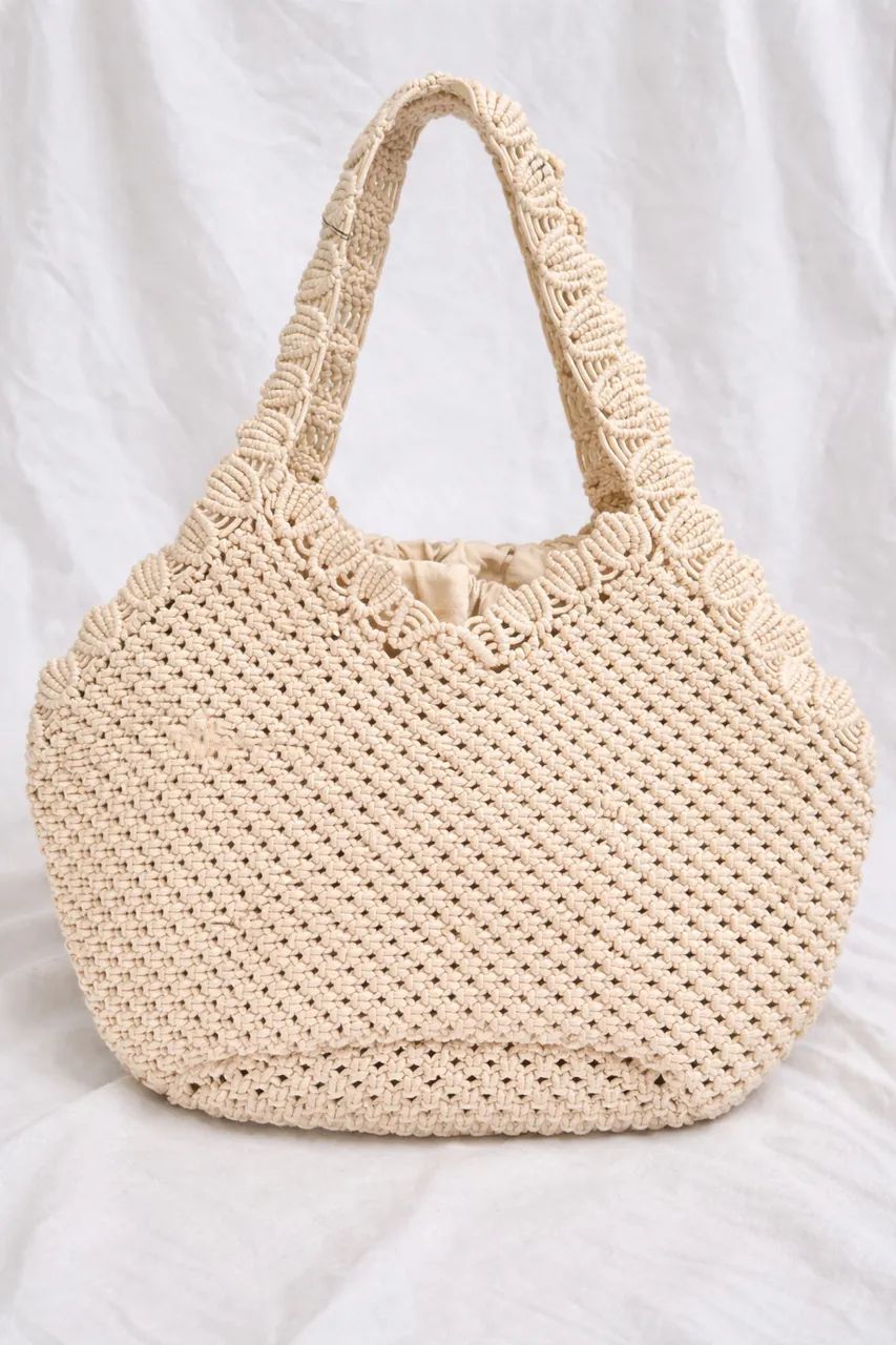Bolsa artesanal de macramê nova grande com forro - Foto 2