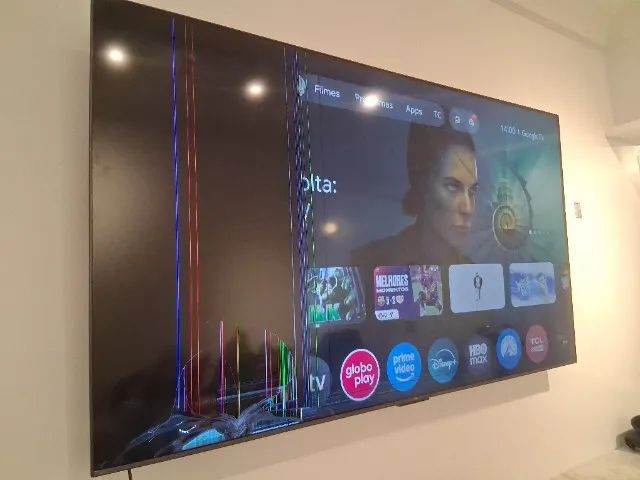 Tv 75 polegadas tcl mini Led com tela trincada