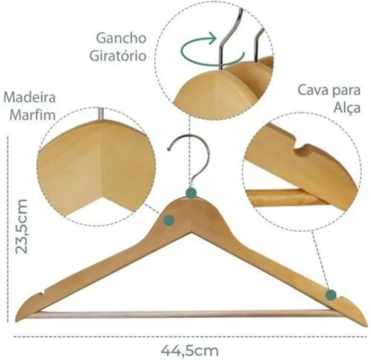 Vendo cabides de madeira 45cm  - Foto 2