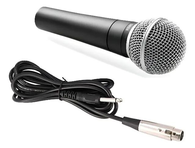 Microfone Com Fio Dinâmico Profissional Metal 5mts Sm58 Preto - Foto 4