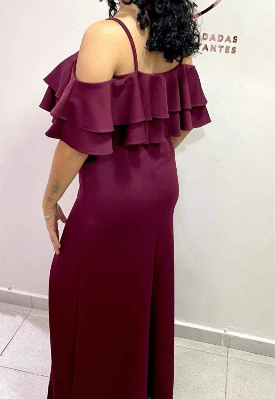 Vestido marsala de crepe - Foto 2