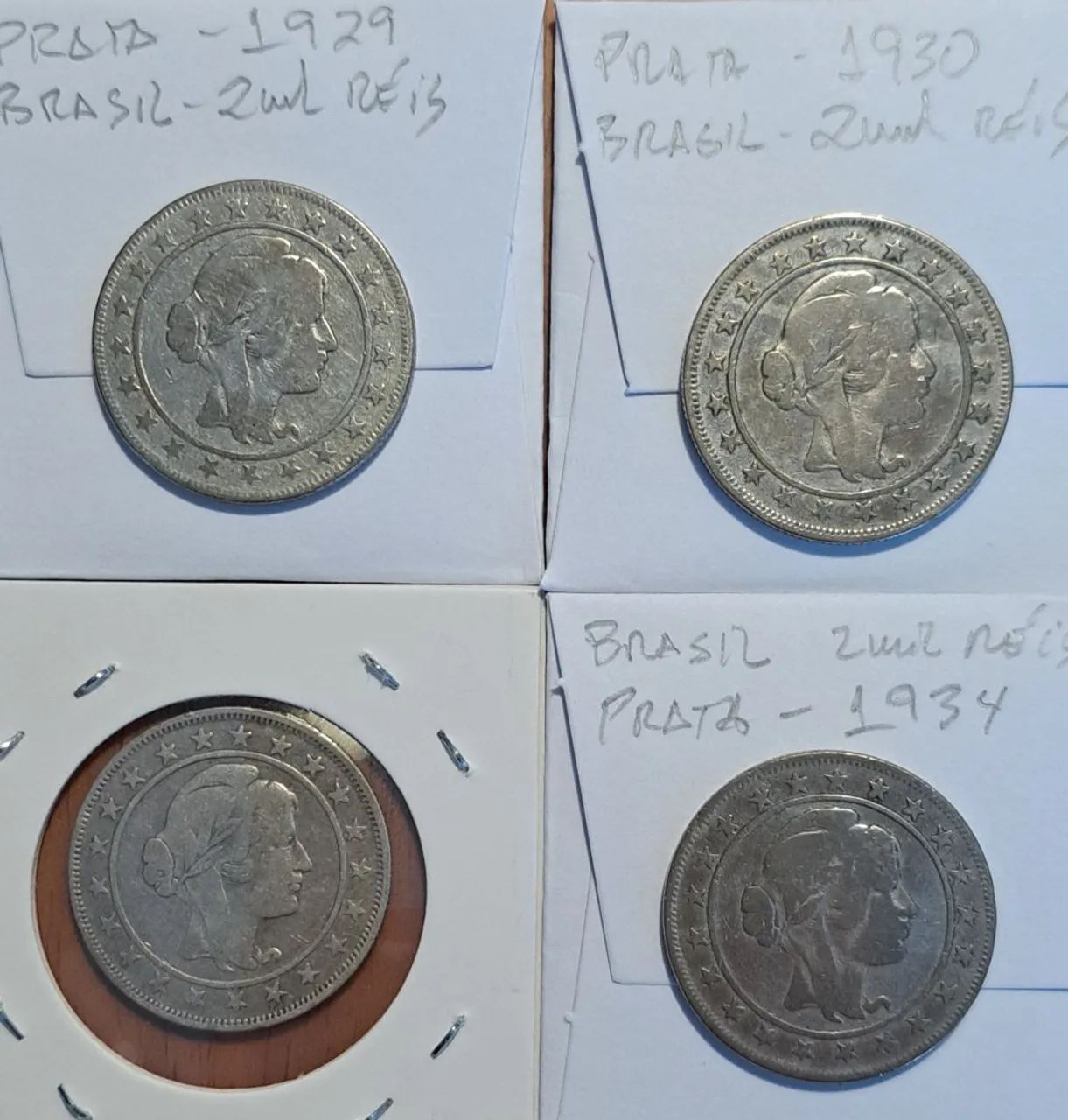 8 Moedas de prata 2000 Réis de 1924 a 1931 bem conservadas de colecionador - Foto 6