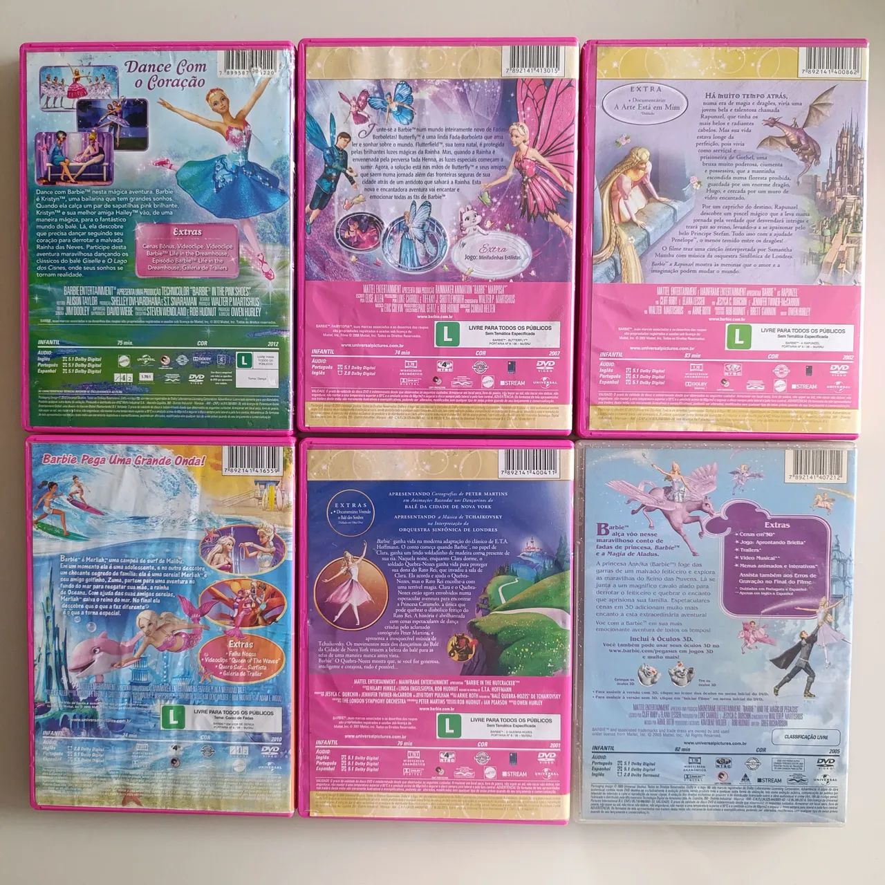 Coleção 7 DVDs Barbie com Caixa Original 3D - Foto 3