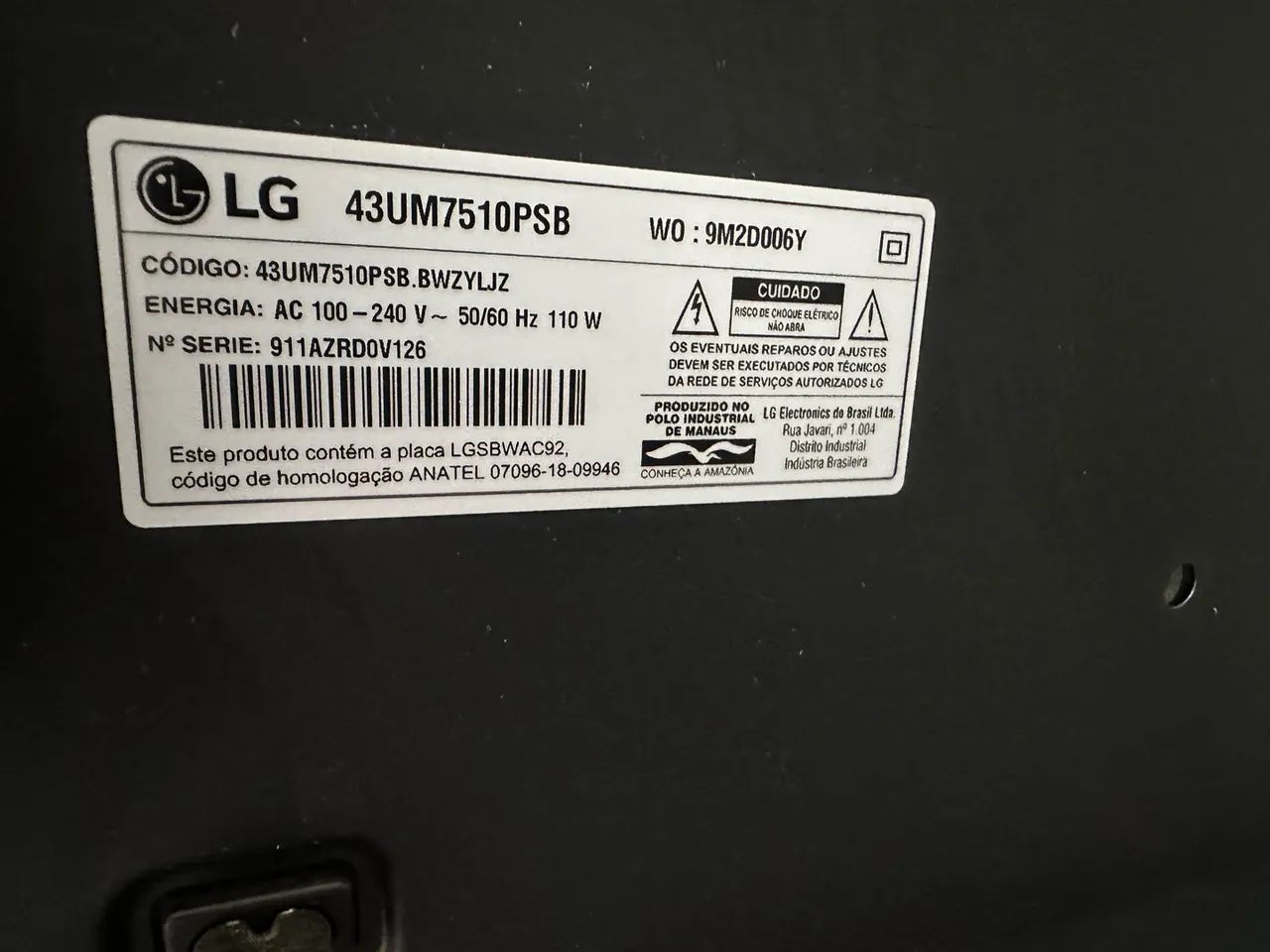 TV 43 LG 4K SMART 43UM7510PSB - Usada - Foto 5