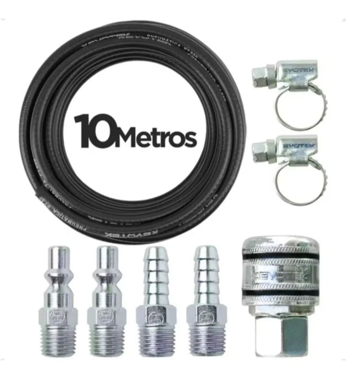 MANGUEIRA 10M BORRACHA COMPRESSOR/PISTOLA E FERRAMENTAS PNEUMÁTICO COM JOGO DE ENGATES 1