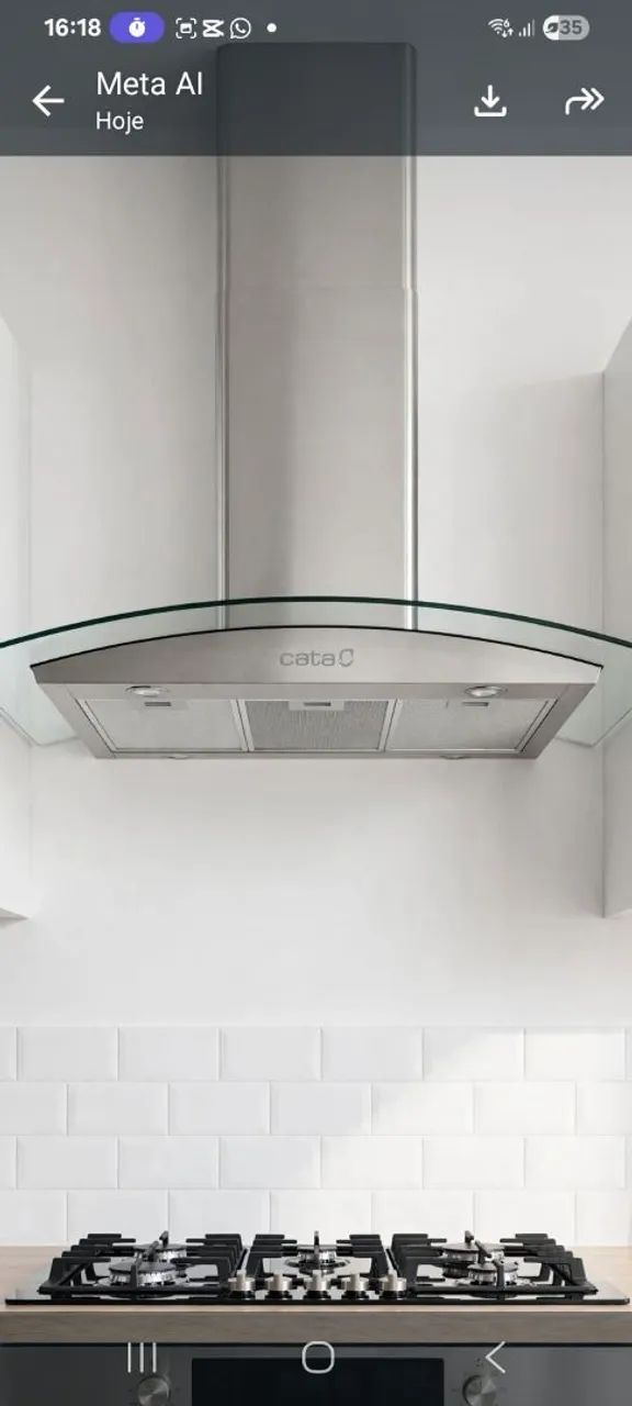 COIFA DE PAREDE INOX COM VIDRO CURVO. - Foto 2