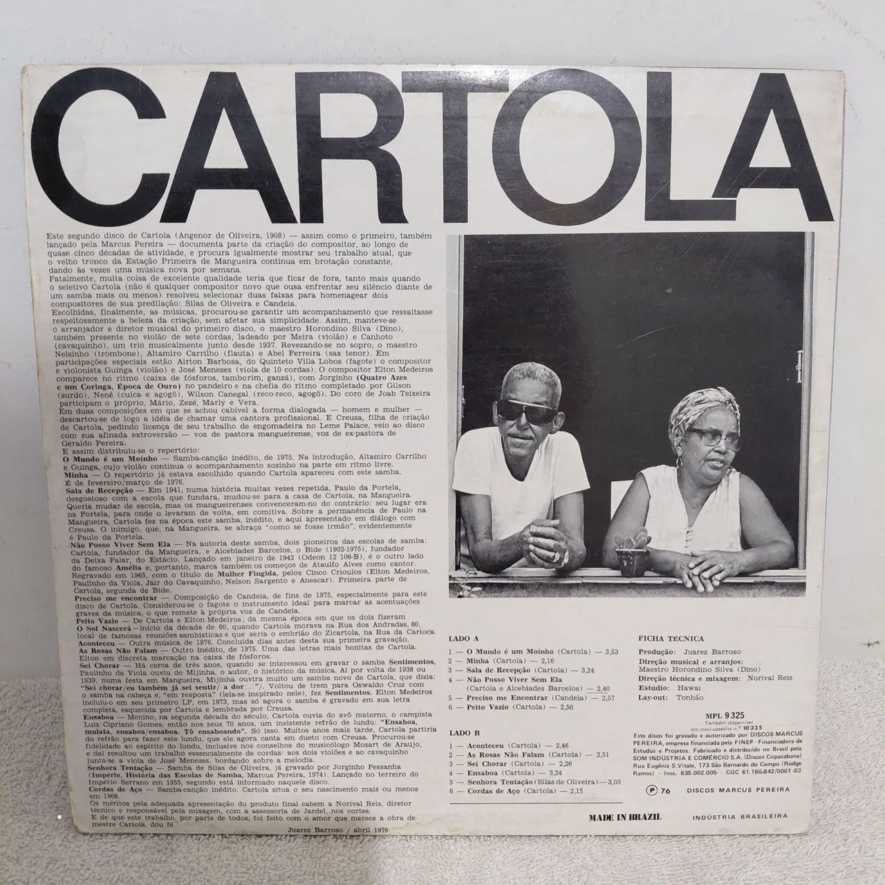 Lp vinil cartola 1976 de época  - Foto 2
