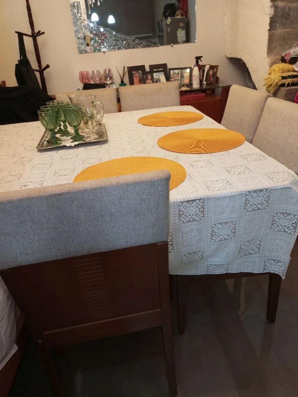 Mesa de vidro com 8 cadeira almofadada " brinde uma cama box solteiro" - Foto 3