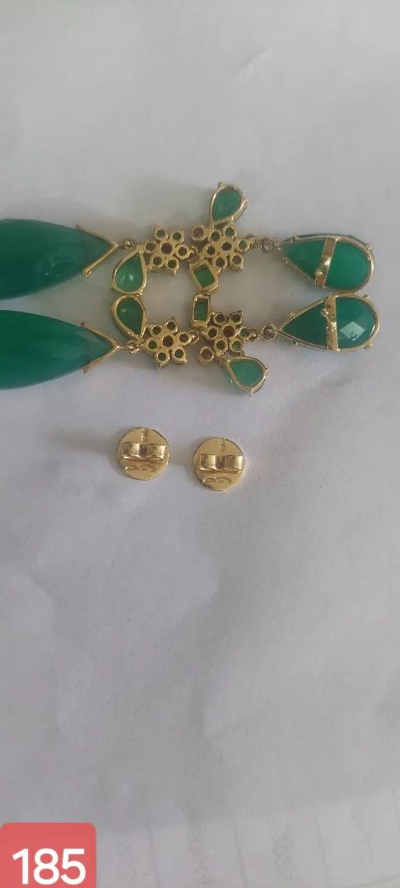 Brincos ouro esmeralda brilhantes jadi - Foto 2