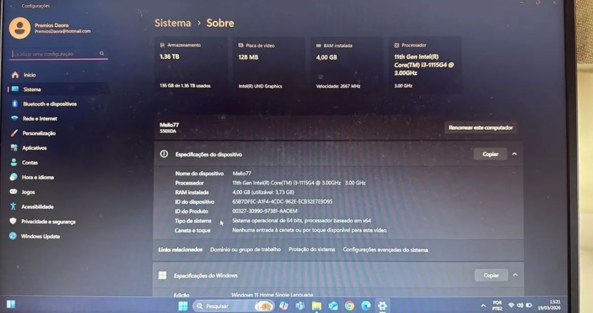 Samsung Book Intel i3 11ª geração SSD Kingston 500 - Foto 5