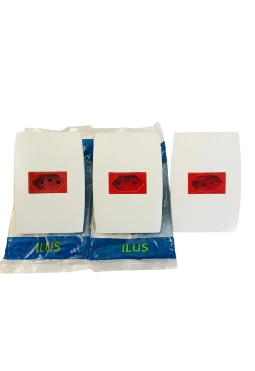 3 placas brancas modulo horizontal + Modulo Tomada Siemens