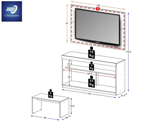 Rack com Painel e mesa de centro até 50" - Foto 2