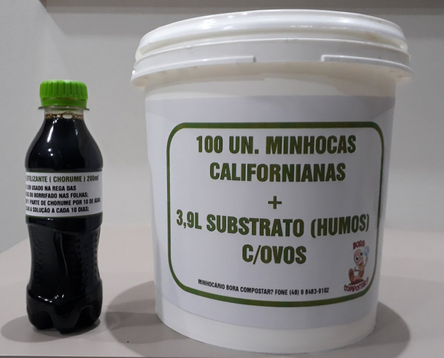 100 minhocas californianas + 3,9l substrato humos