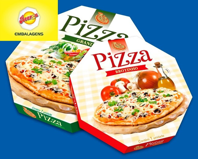 50 Caixas Embalagem Pizza Broto 25cmOitavada Fotográfica Reforçada Padrão ou Personalizada