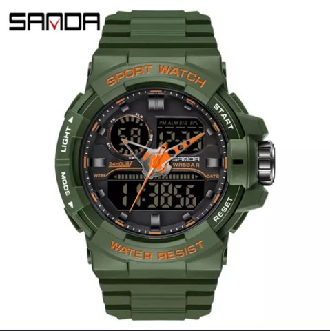 RELÓGIO SANDA ESTILO G-SHOCK VERDE MILITAR - Foto 2