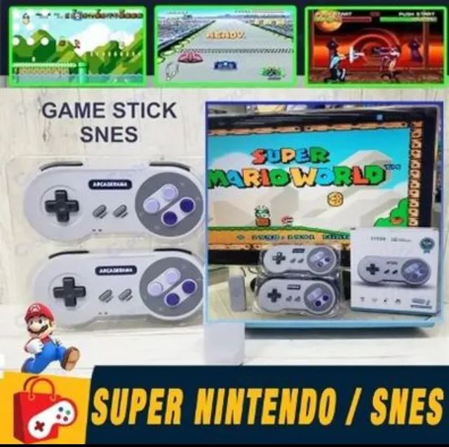 Video Game Super Nintendo Stick 900 Jogos Retro 2 Controles Sem Fio