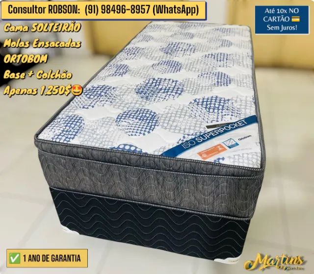 CAMA BOX SOLTEIRÃO ORTOBOM, 1 ANO DE GARANTIA 