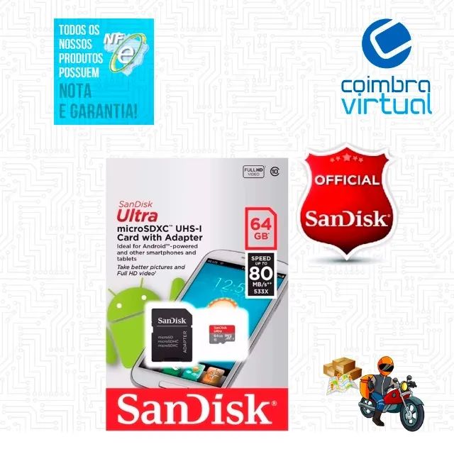 Cartão 64 gb MicroSd Sdhc Ultra Sd Classe 10 - Sandisk Loja Coimbra Computadores Entregamo - Foto 2