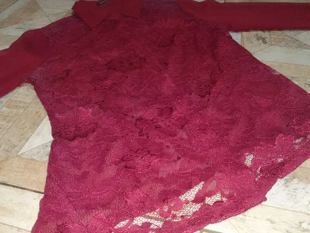 Blusa Feminina Seda Renda Transparente Gregory Tm P - Foto 3
