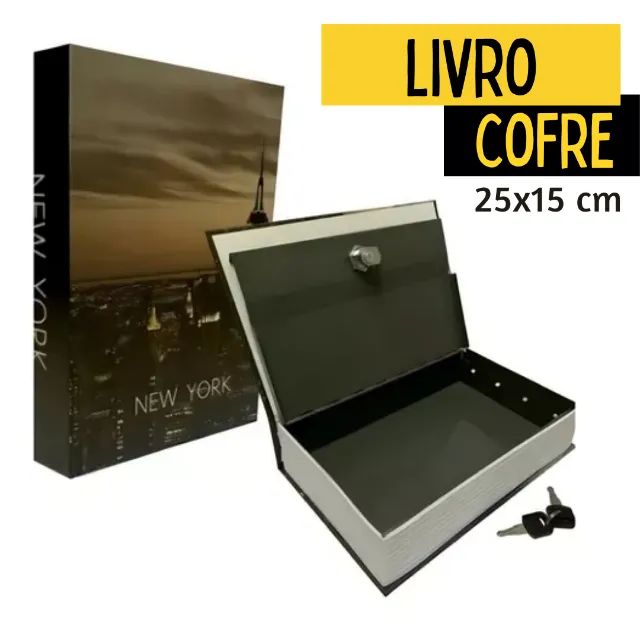 Cofre 25x15 Grande Porta Joias Camuflado Formato De Livro 2 Chaves _ CS156 