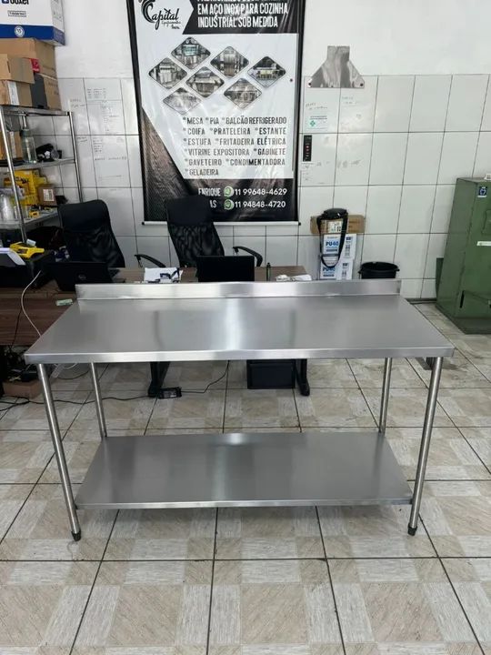 Bancada Mesa de inox com uma prateleira lisa. - Foto 3